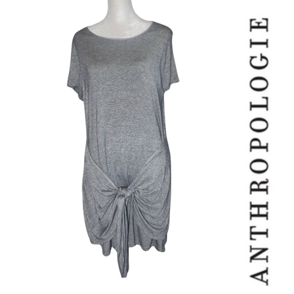 Anthropologie Dolan Left Coast Gray Tie Front T-Shirt Dress, Casual Minimalist M - Picture 3 of 8